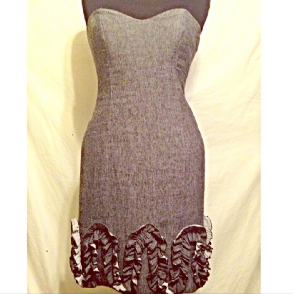 Muse linen strapless ruffle dress